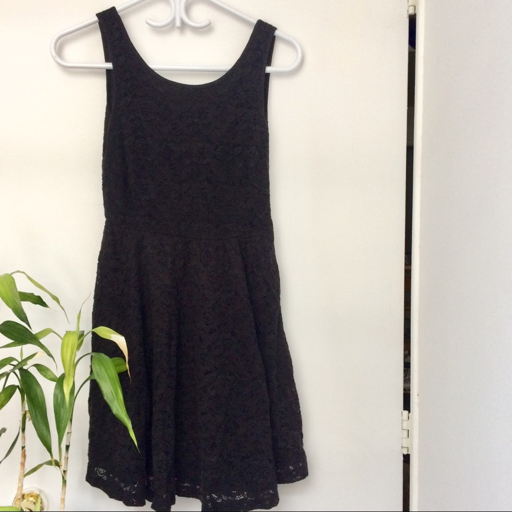 Black Lace Mini Dress with open back